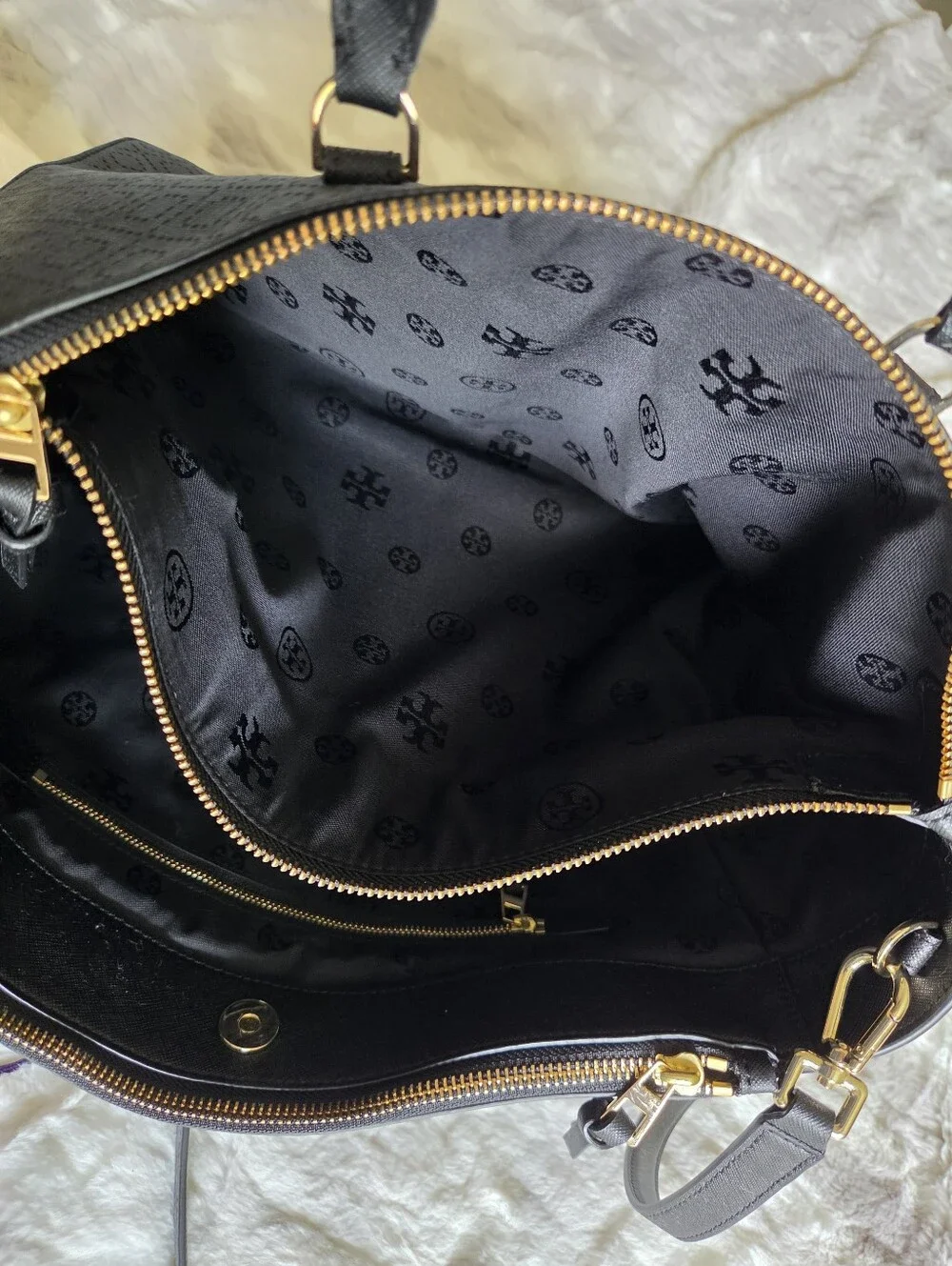 Tory Burch Black Perforated Tote